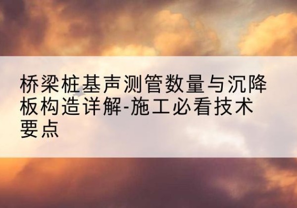 大丰桩基需要预埋几根声测管？-桥梁桩基声测管数量与沉降板构造详解-施工必看技术要点